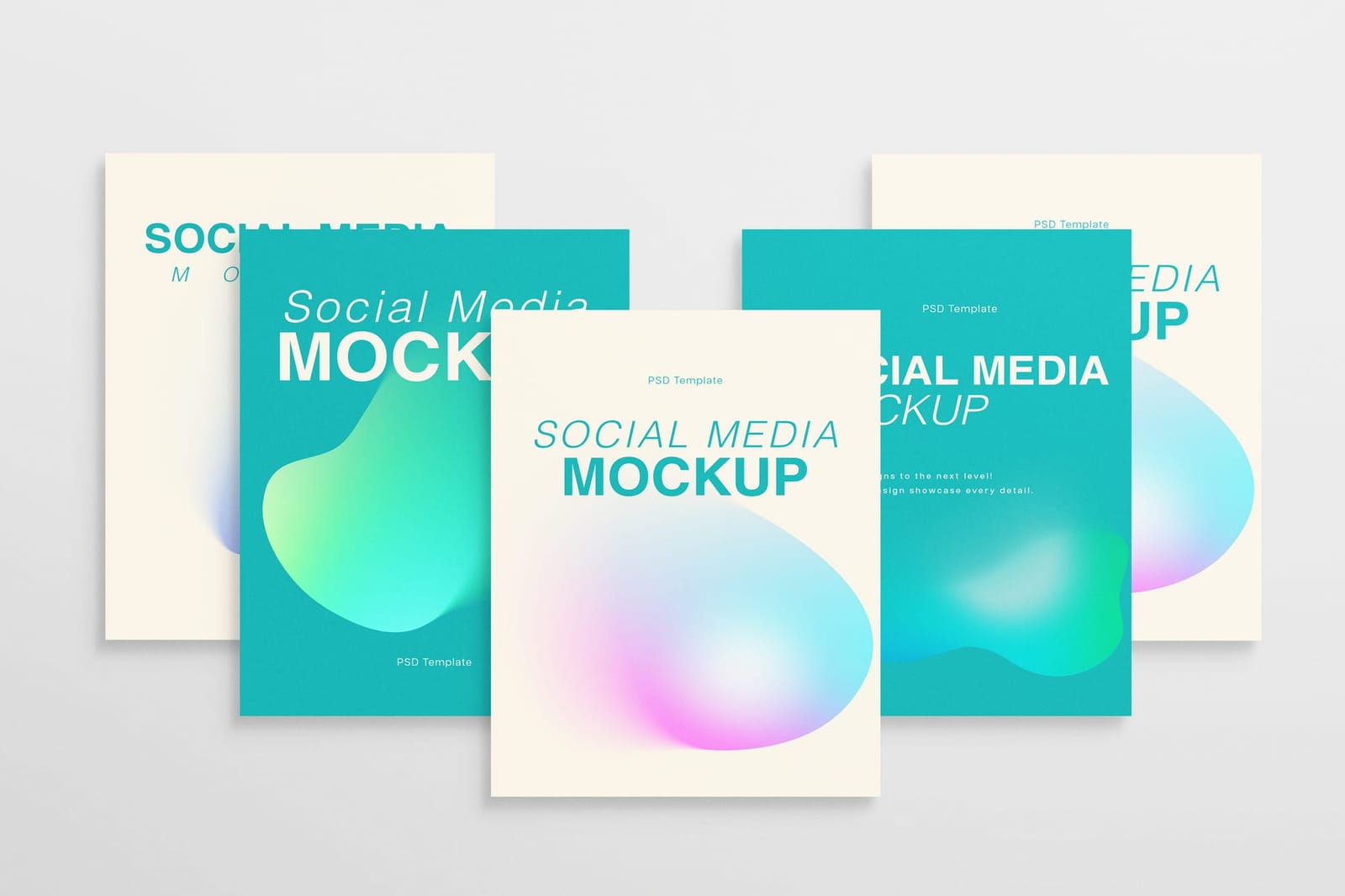 Line Up of Fluid Neon Social Media Mockup