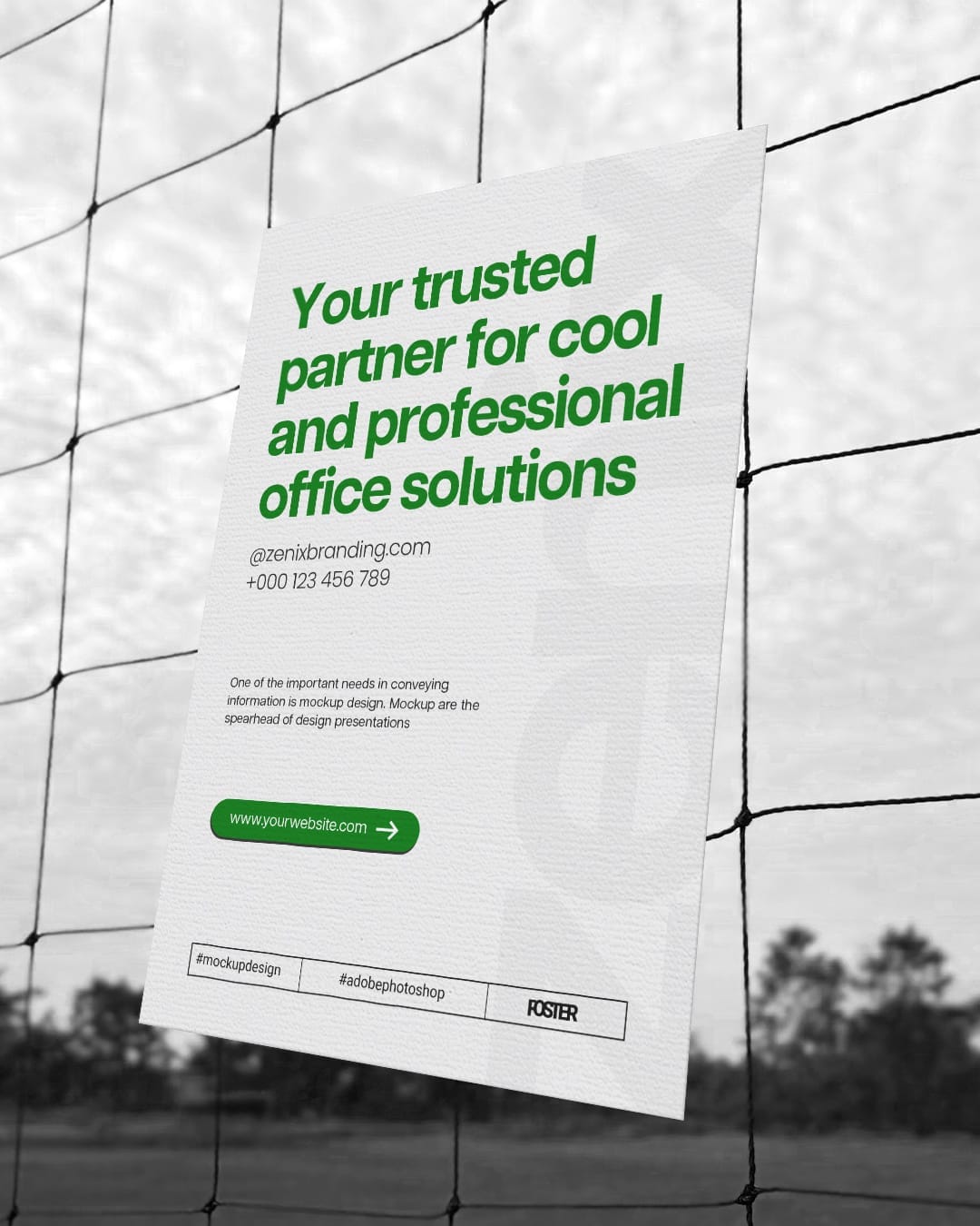 Outdoor Hanging Fence Poster Mockup