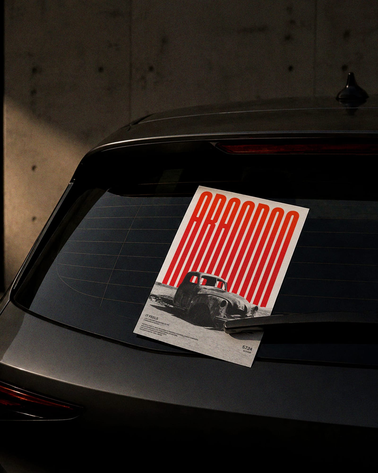 Realistic Poster Mockup on Car Window