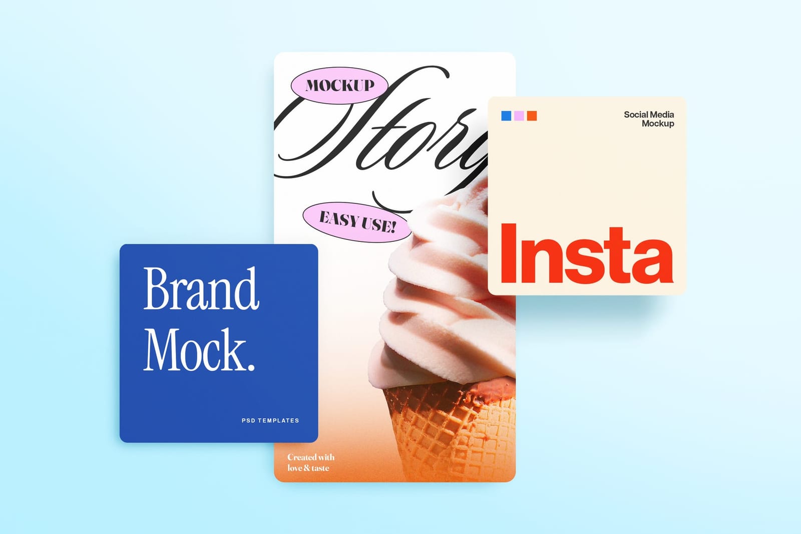 Asymmetric Brand Instagram Card Stack UI Post and Story Mockup