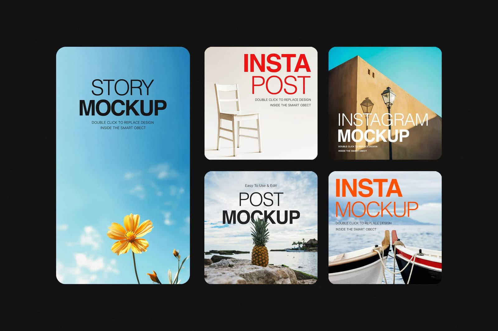Asymmetric Mixed Feed Flat Story and Post Mockup