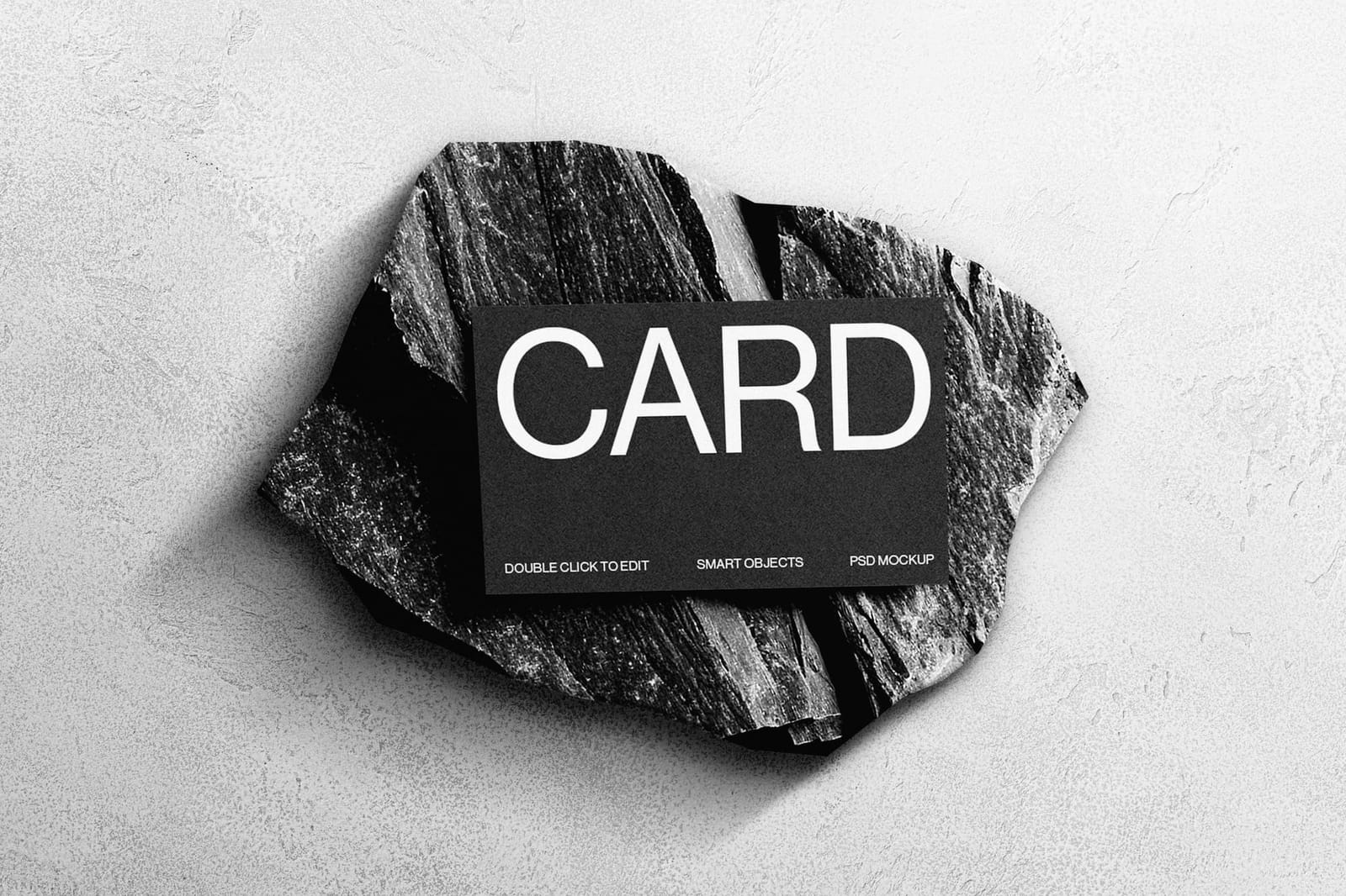 Business Card Mockup on Natural Black Stone