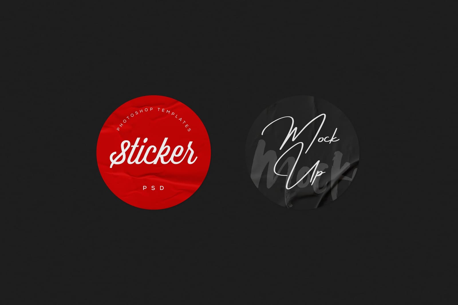 Circular Red Black Elegant Duo Sticker Mockup