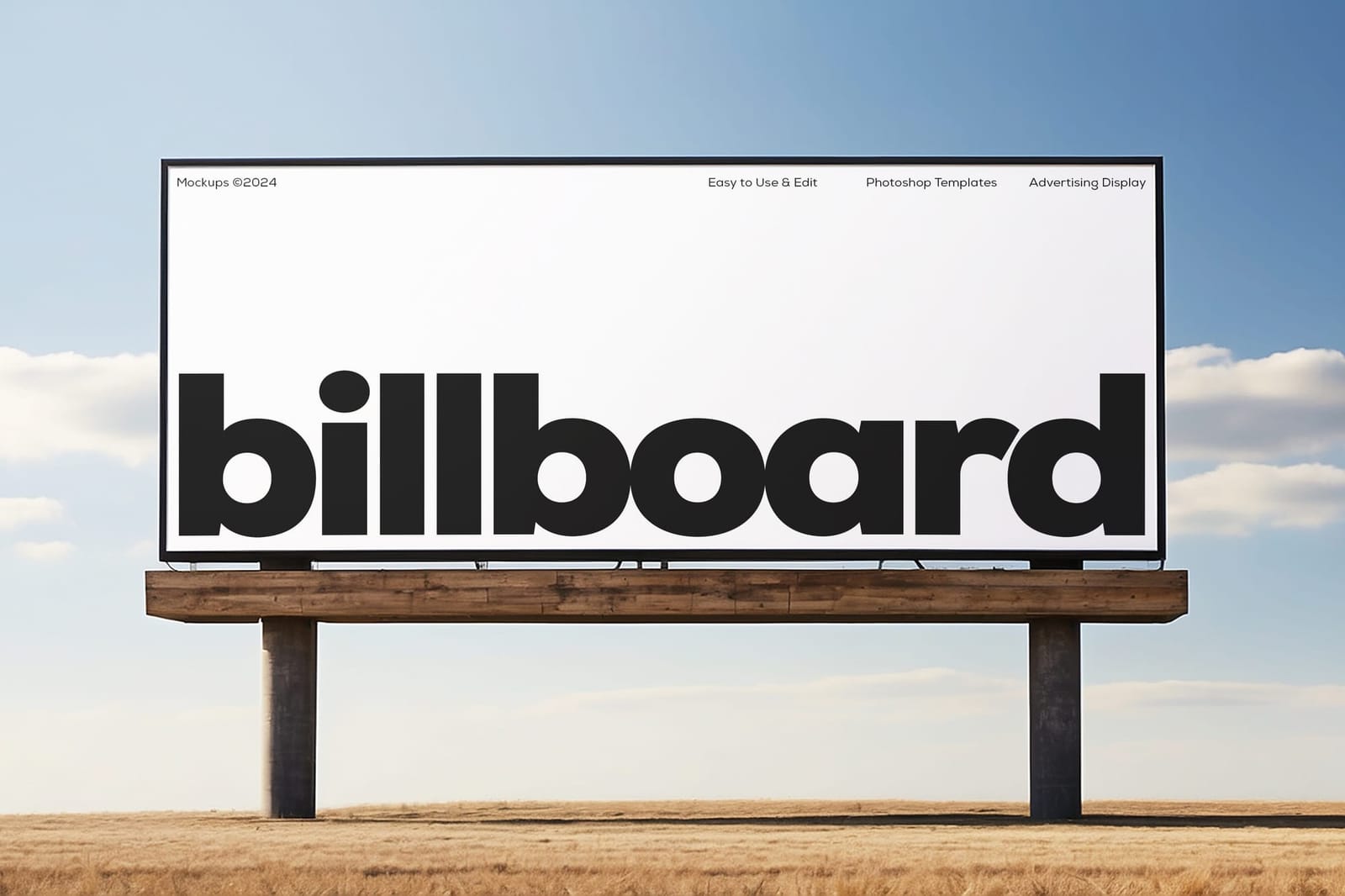 Clean White Rectangle Billboard Mockup with Sky View Background