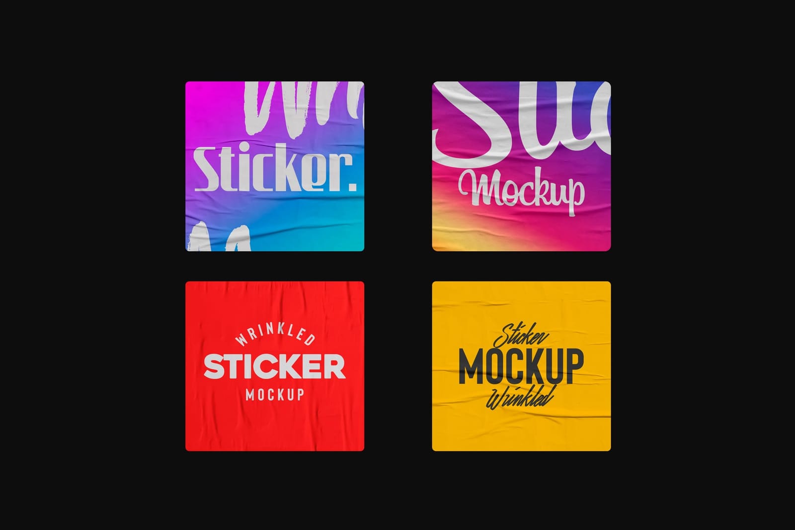 Colorful Wrinkled Squares Sticker Mockup