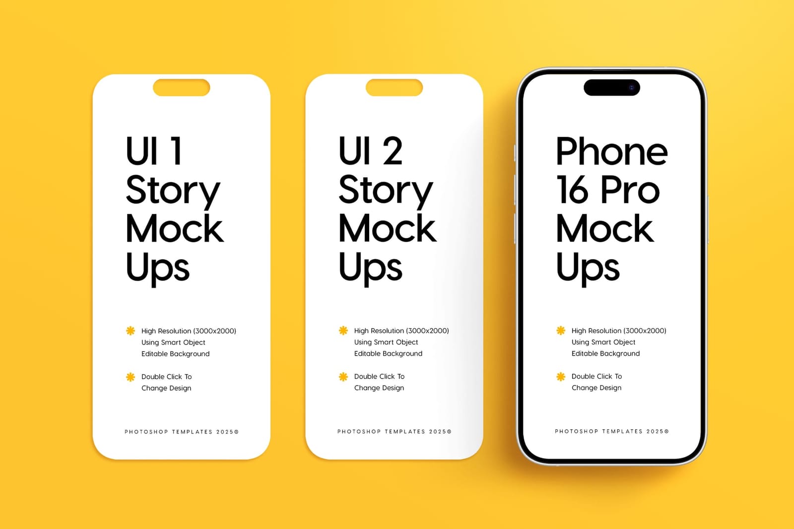 Double Canvas iPhone 16 Row with Insta Story Mockup