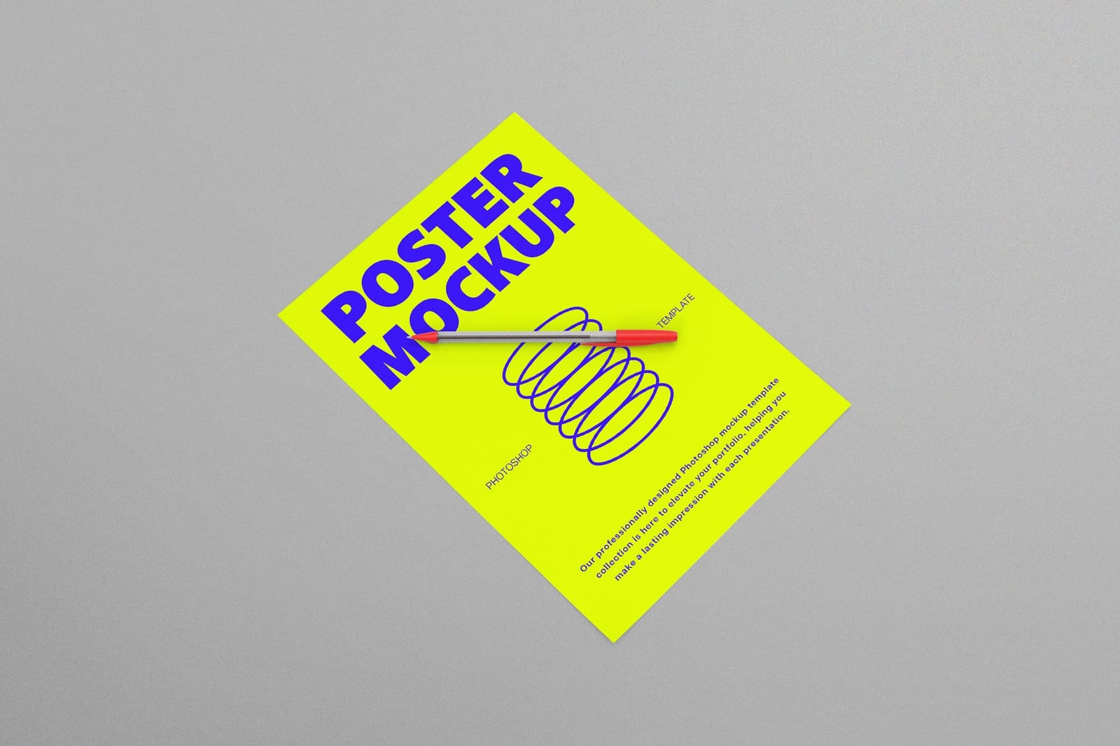 Flat Poster Mockup With Pen Set