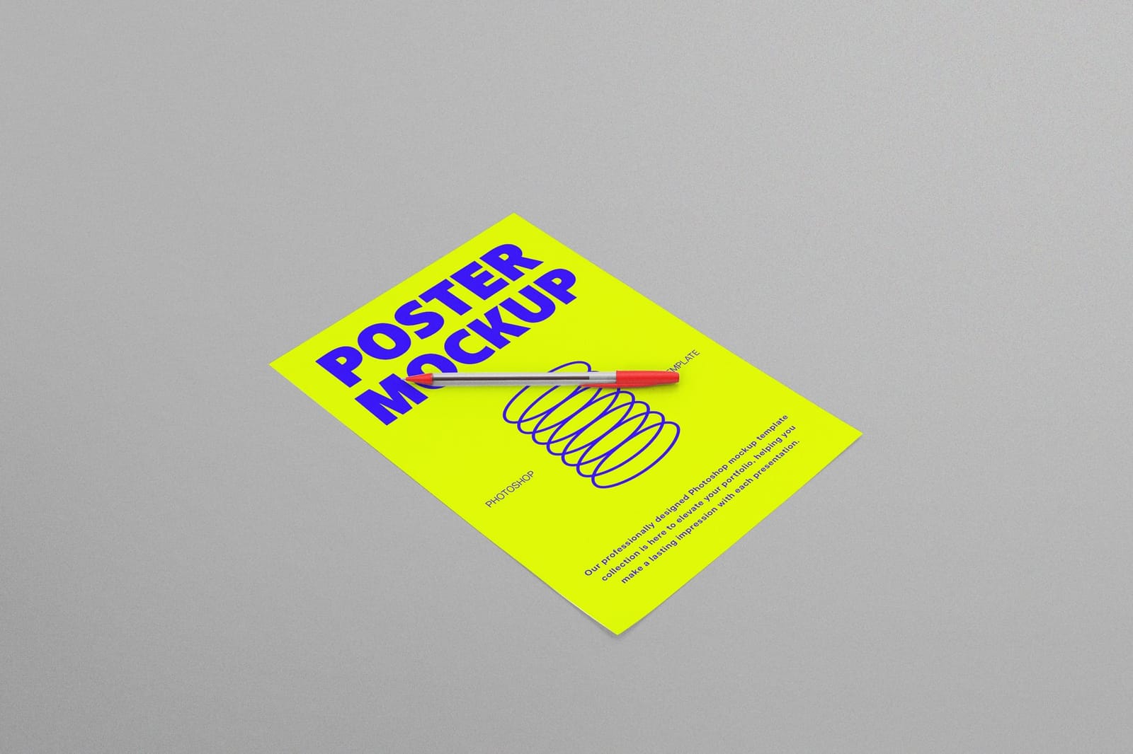 Flat Poster Mockup With Pen Set