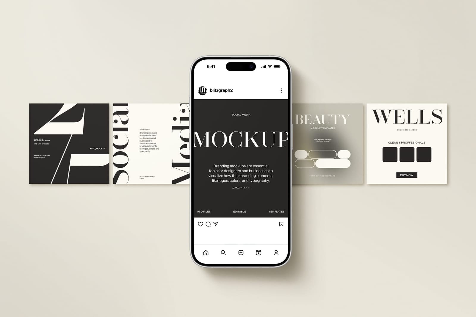 Horizontal Carousel UI Instagram Post Mockup 