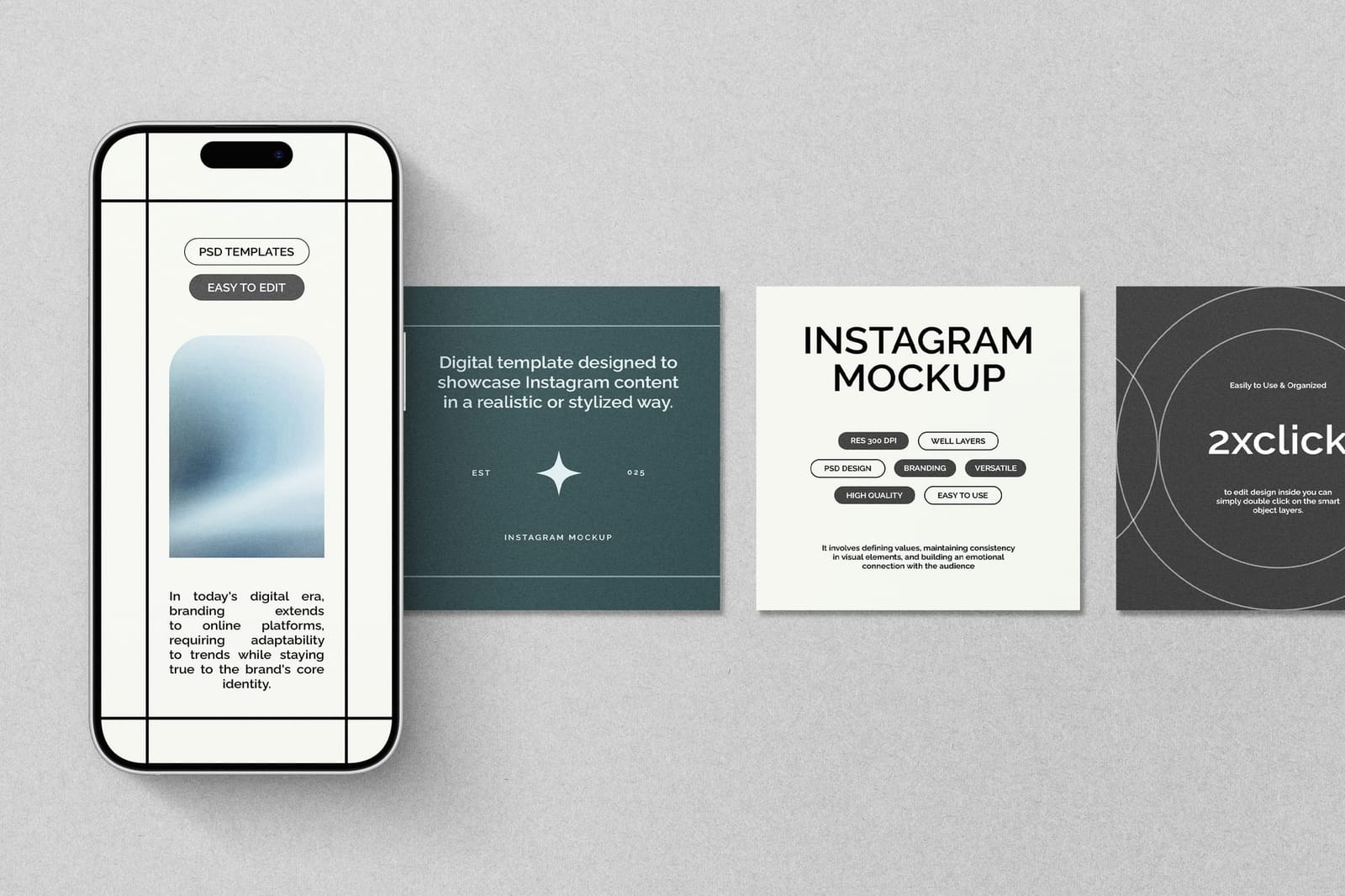 Lined Up of Instagram Mockup with Iphone