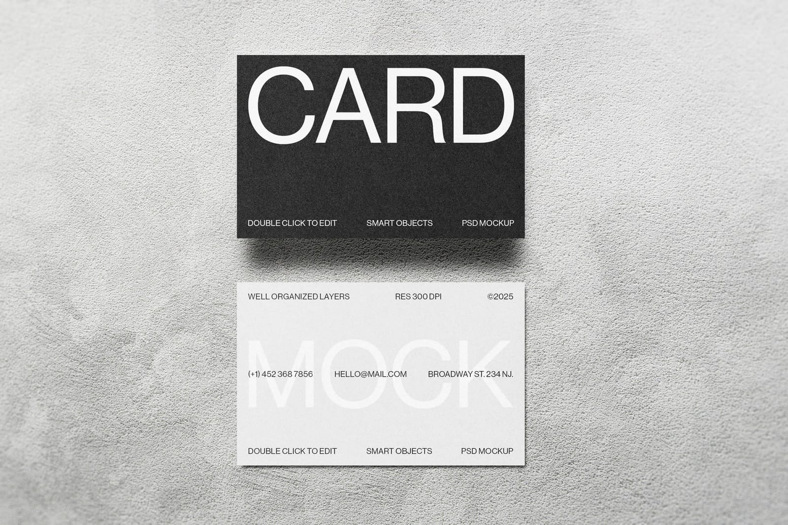 Minimal Floating Business Card Mockup on Textured Wall