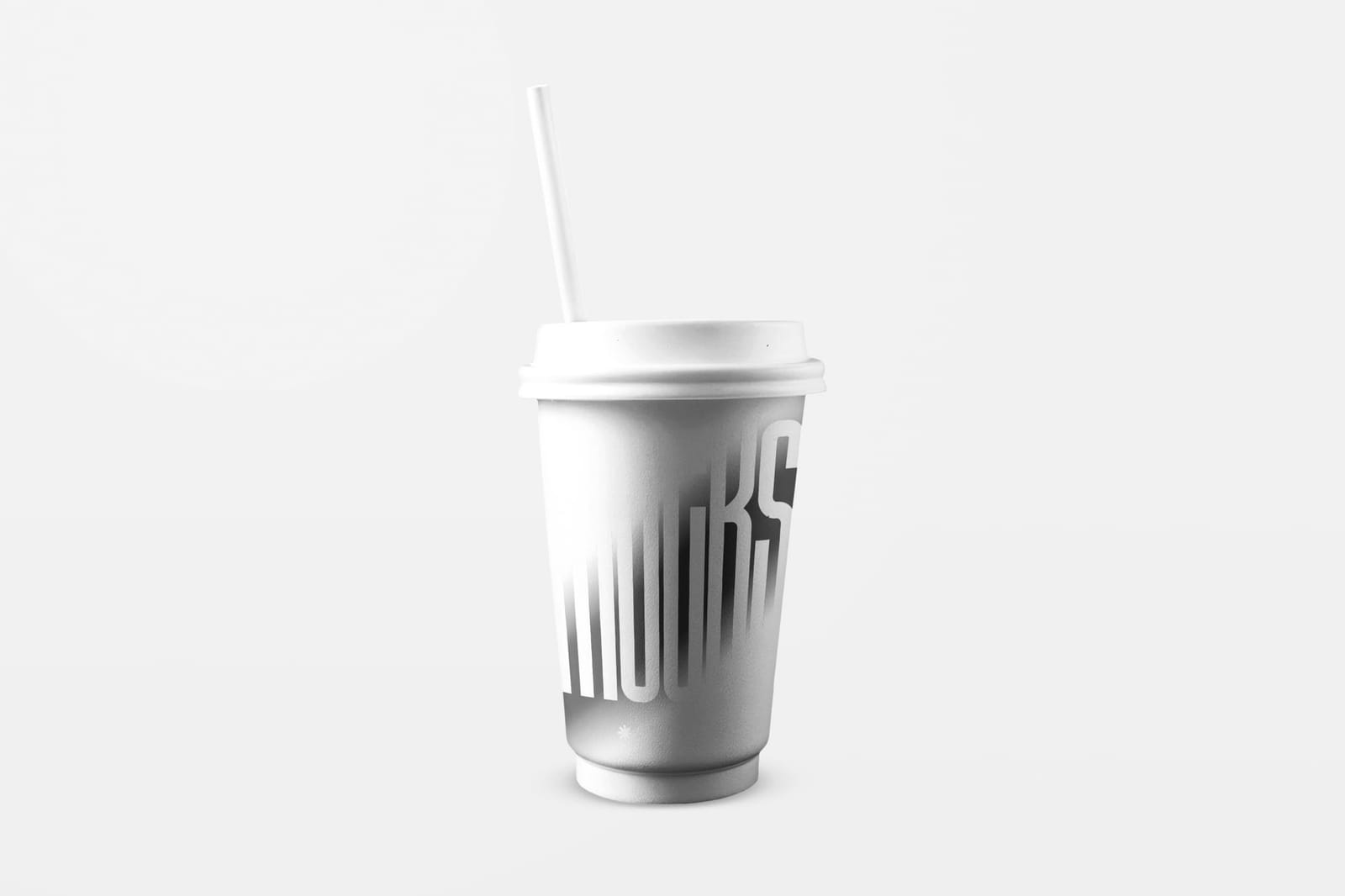 Paper Coffee Cup Mockup with Side Straw