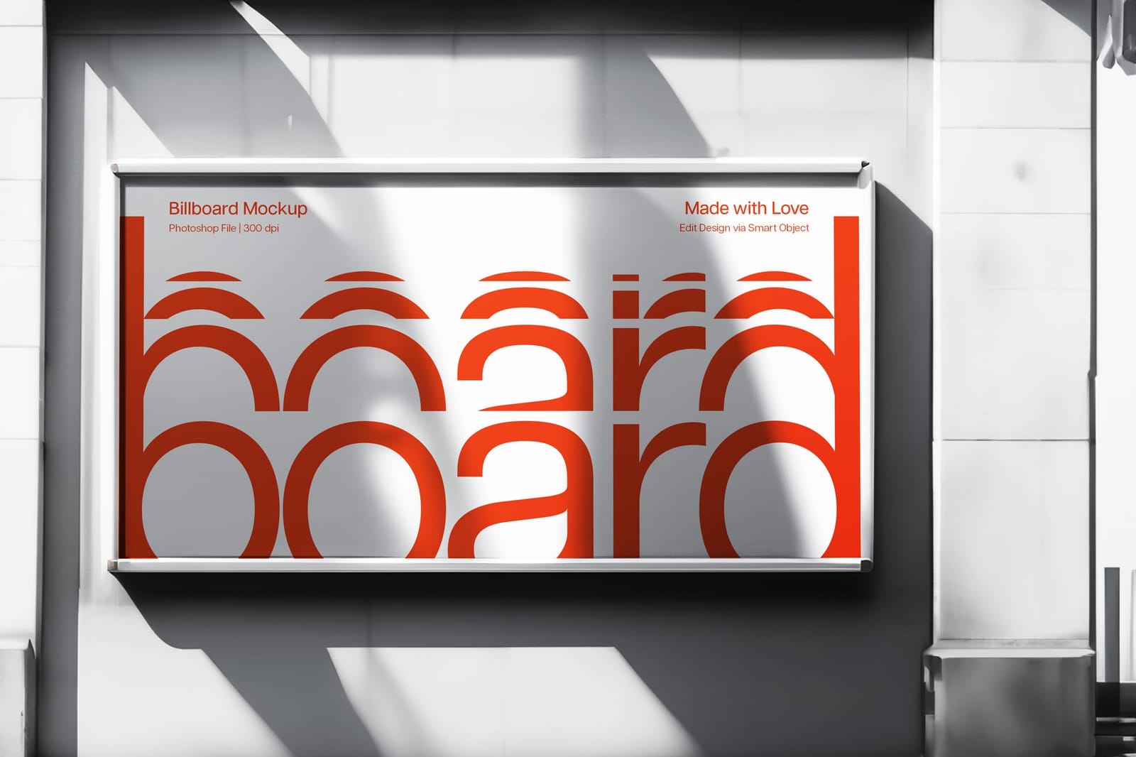 Realistic Urban Street Rectangle Billboard Mockup