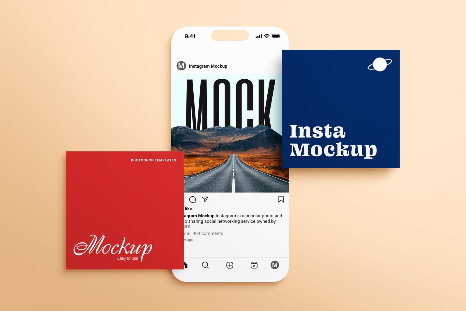 Red and Blue Branding Instagram Post Social Mockup