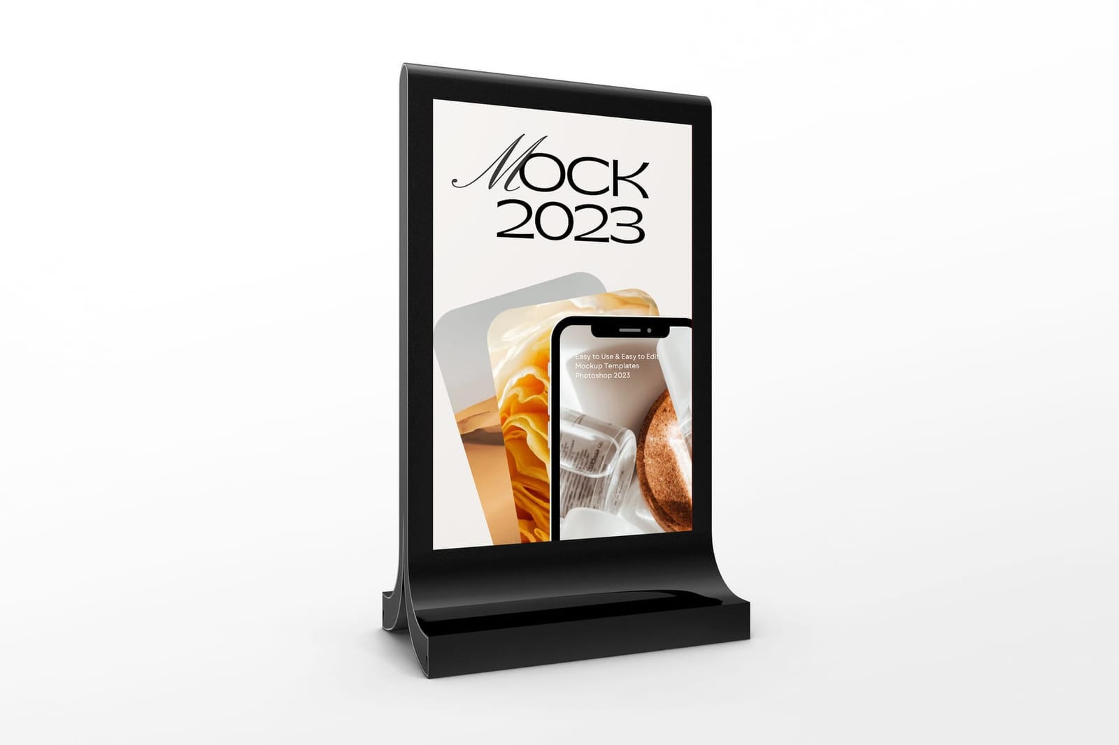 Right View Black Glossy Billboard Mockup