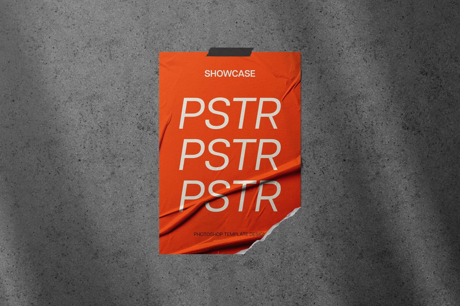 Ripped Glued Poster Mockup with Tape
