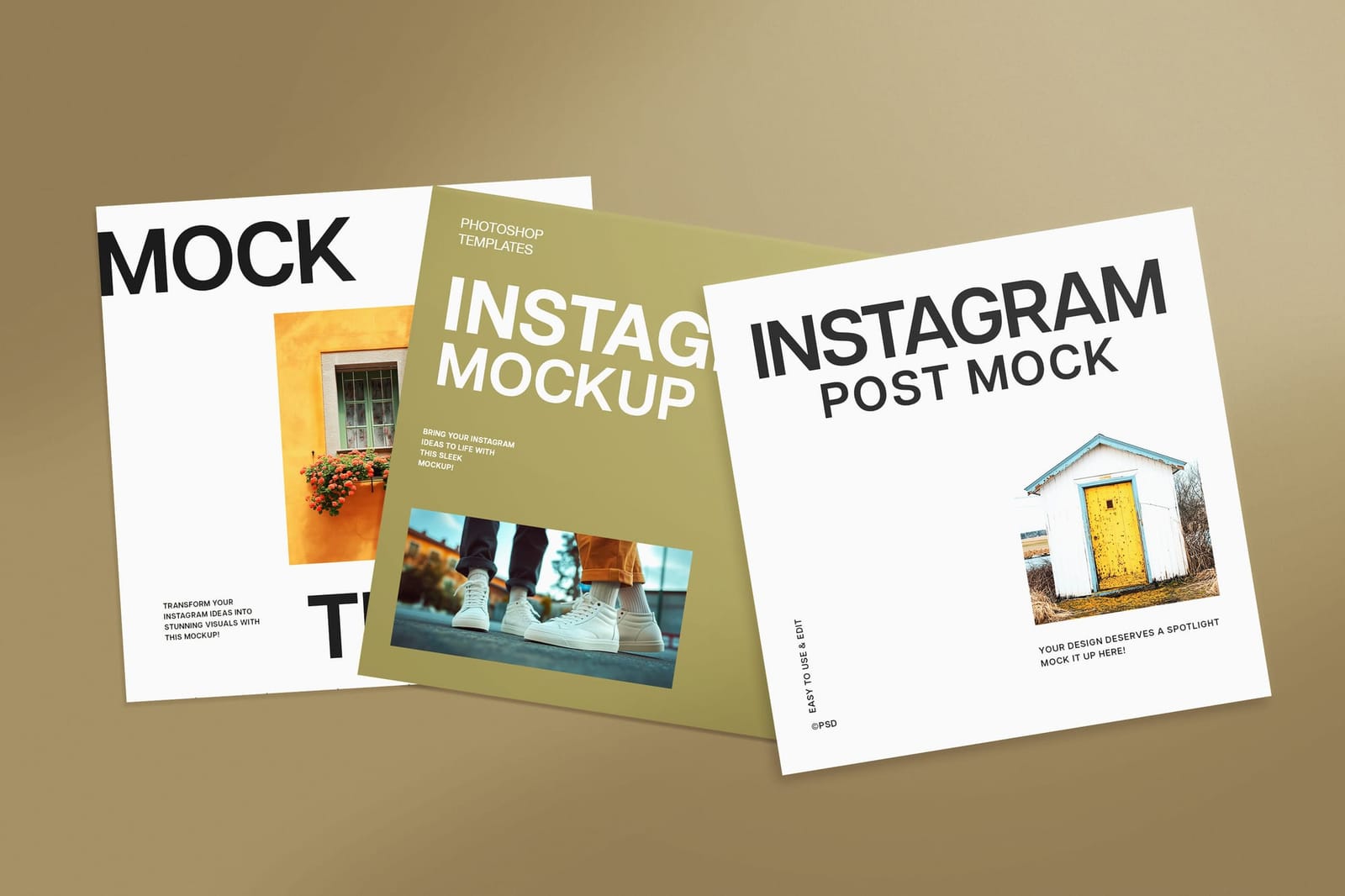 Stacked Triple Angled Instagram Post Mockup