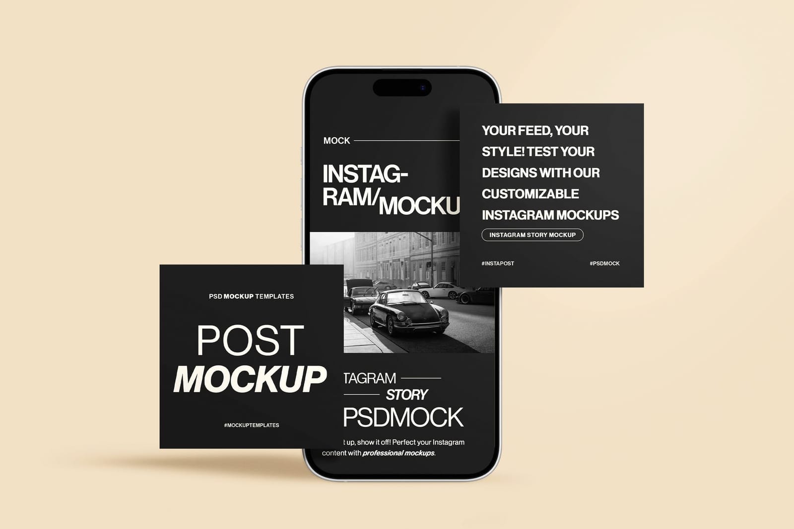Two of Asymmetric Layered Post and Story Feed Mockup