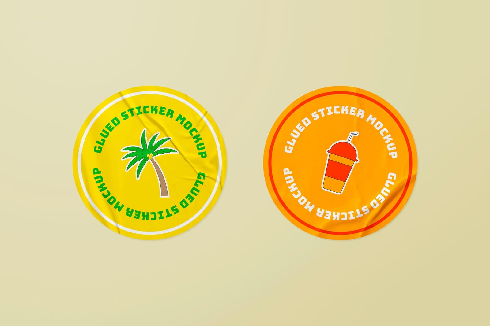 Yellow Orange Summer Theme Sticker Mockup