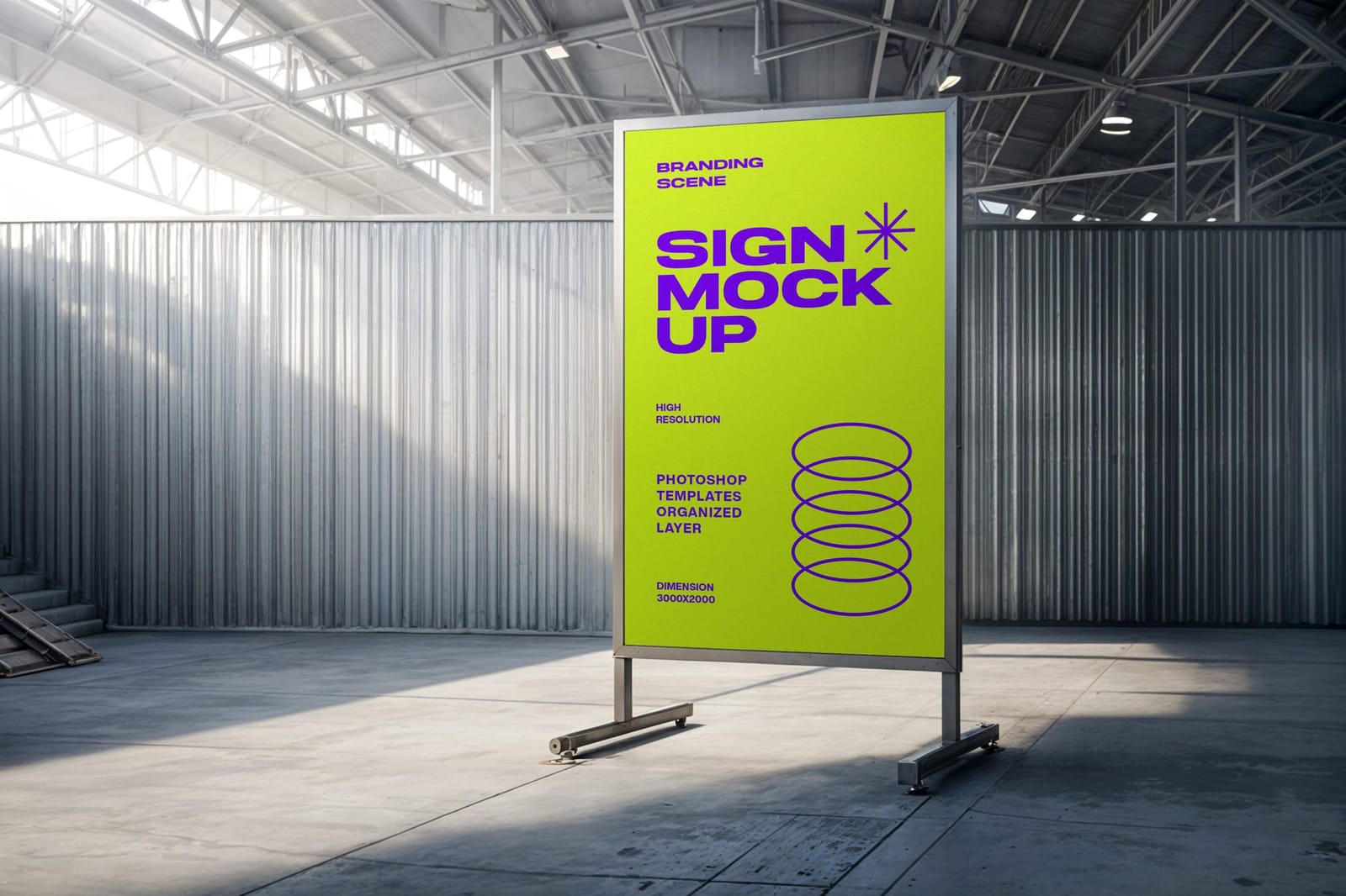 Left Sign Billboard Mockup with Sunlight Behind