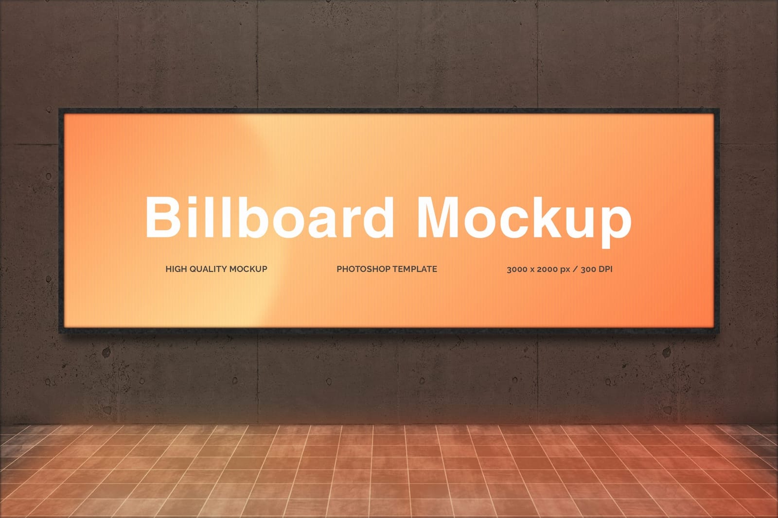 Realistic Screen with Light Rectangle Billboard Mockup