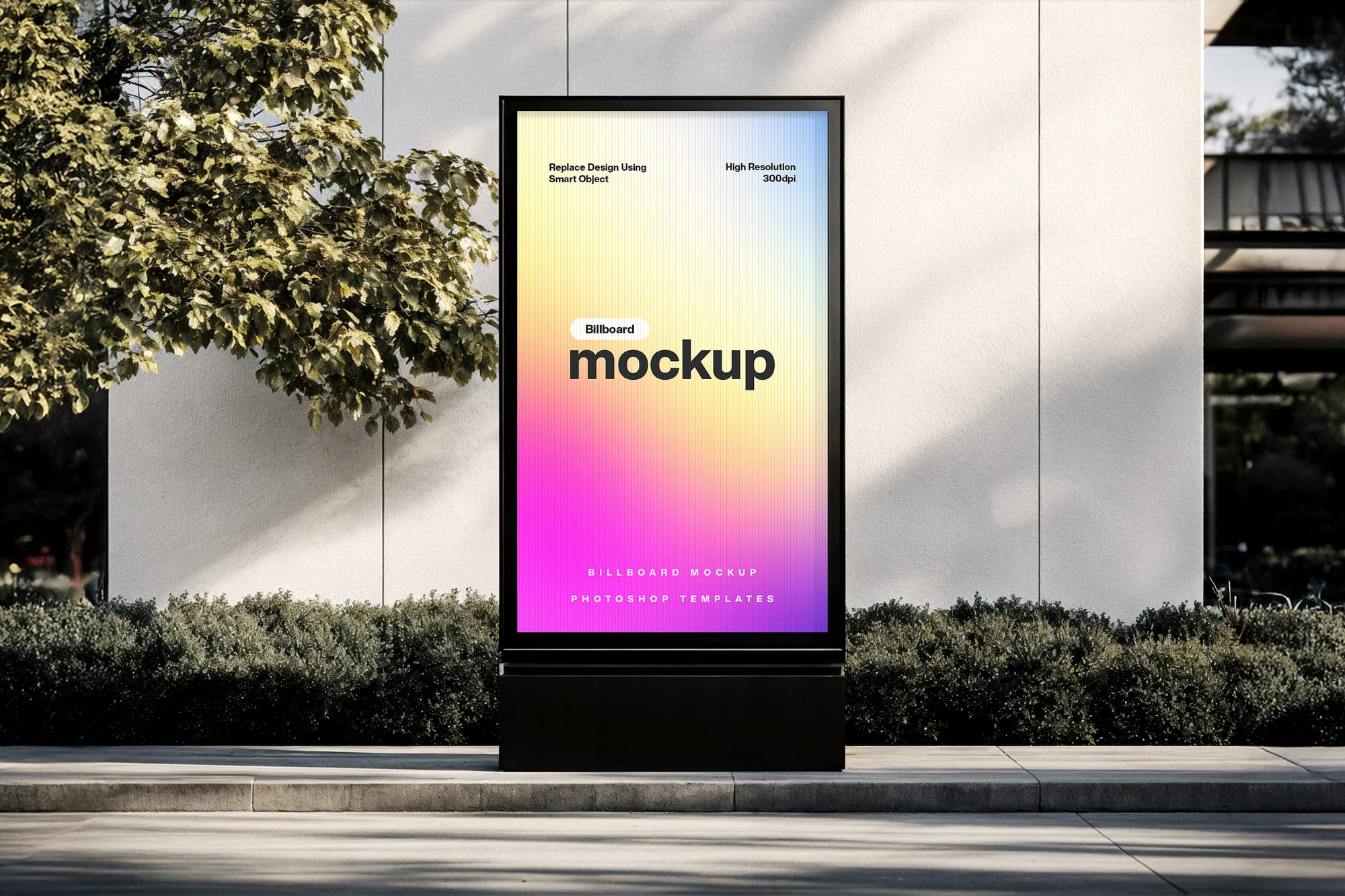 Lightbox Stand Billboard Mockup on Sidewalk