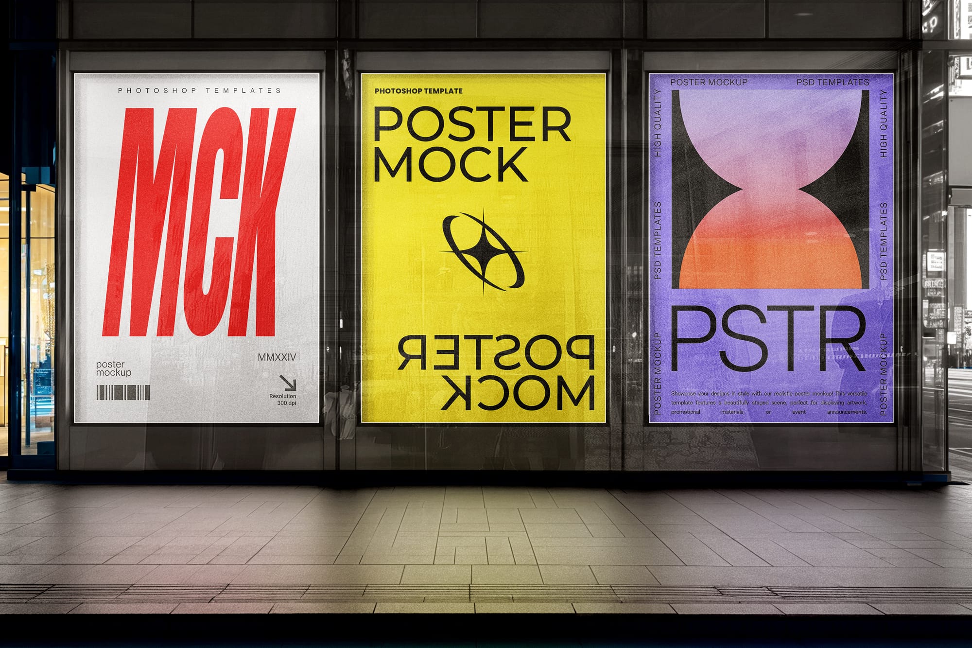 Three Lightbox Screens Billboard Mockup