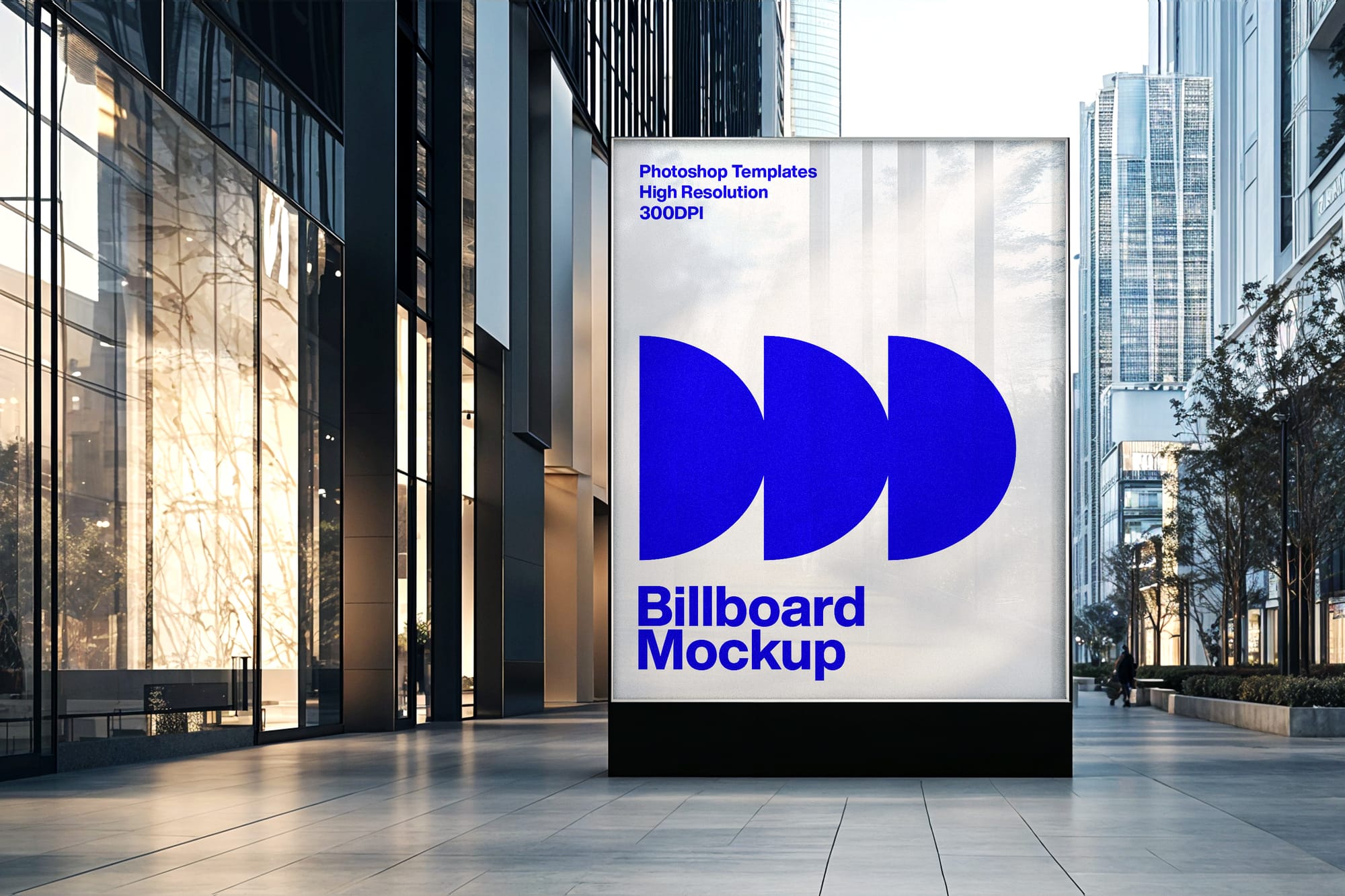 Stand Billboard Mockup on the Office Building