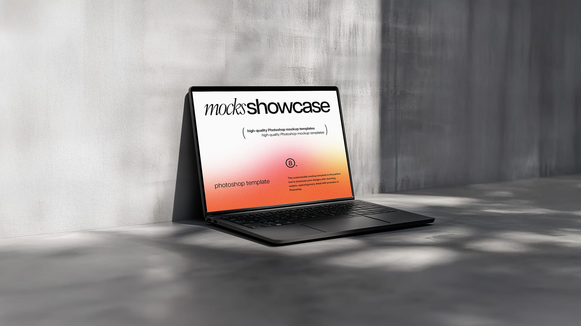 Laptop Mockup on Industrial Stone Scene