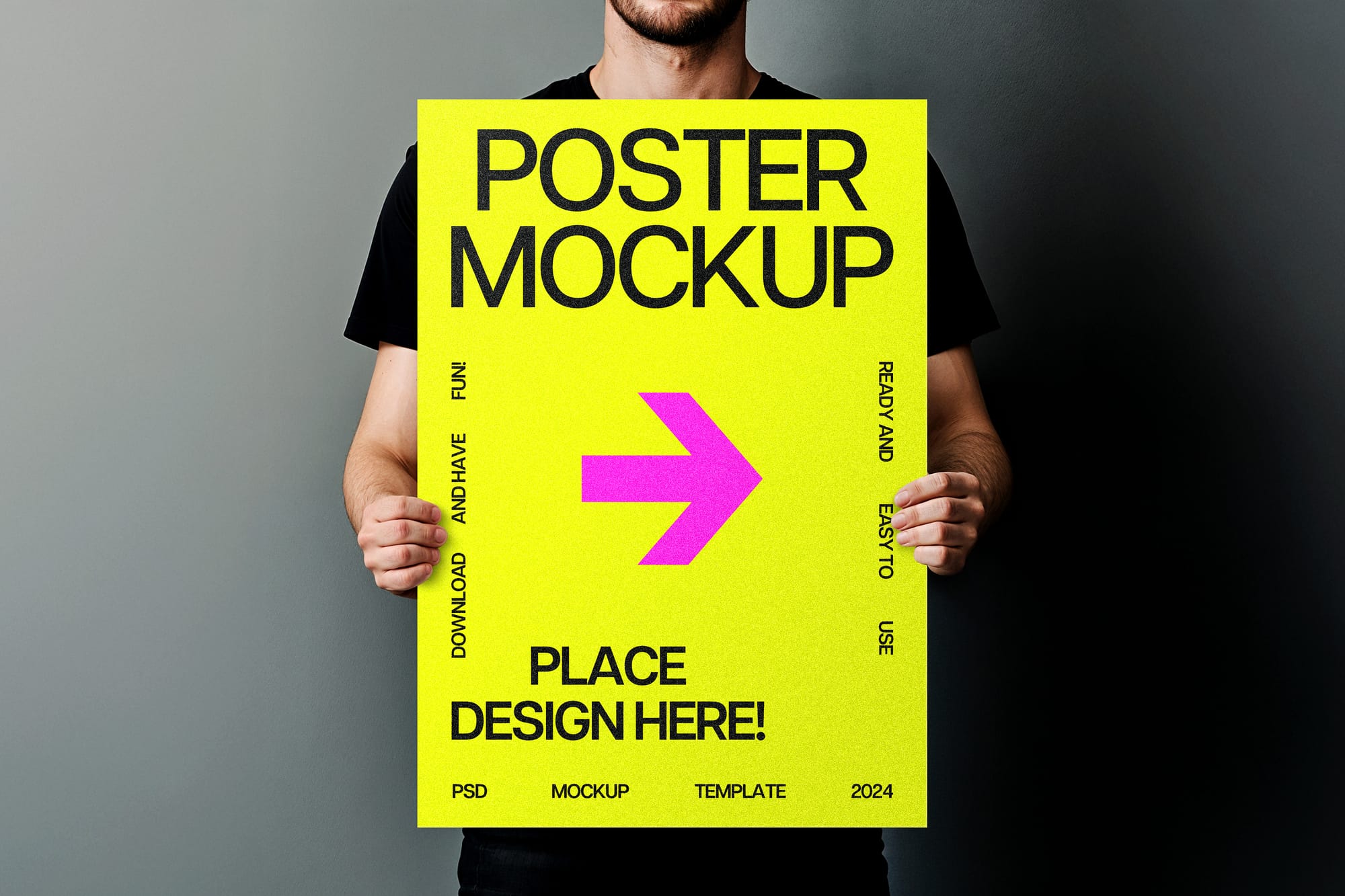 Poster Mockup Held by Man