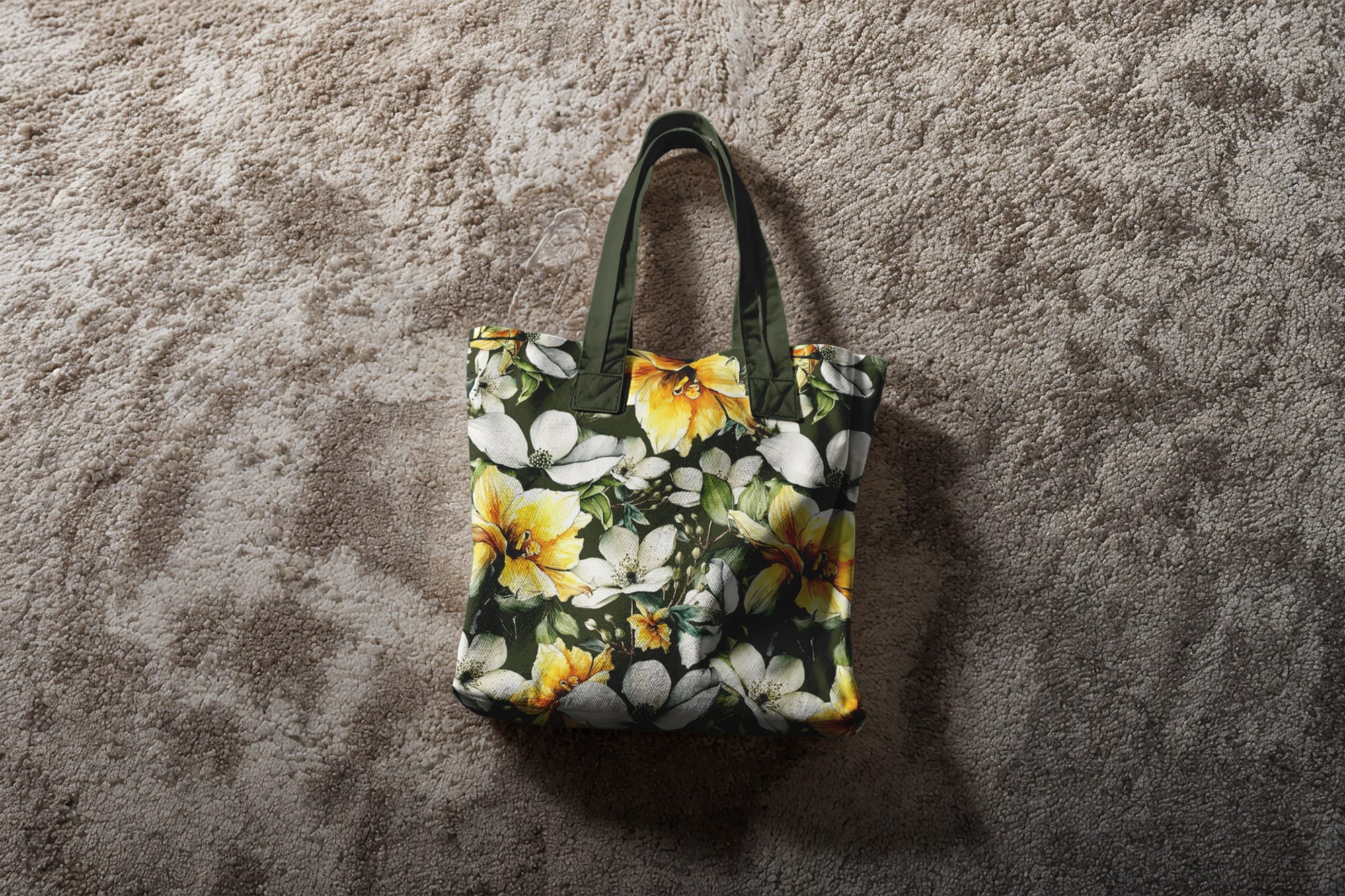 Tote Bag Mockup on Brown Carpet