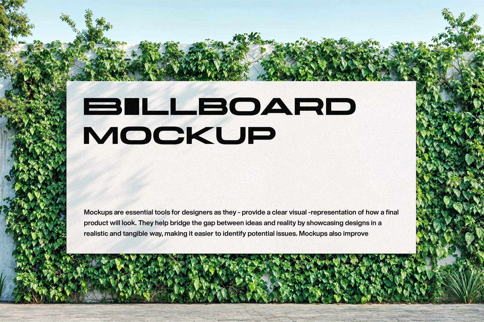 Billboard Mockup With Leaf on Wall