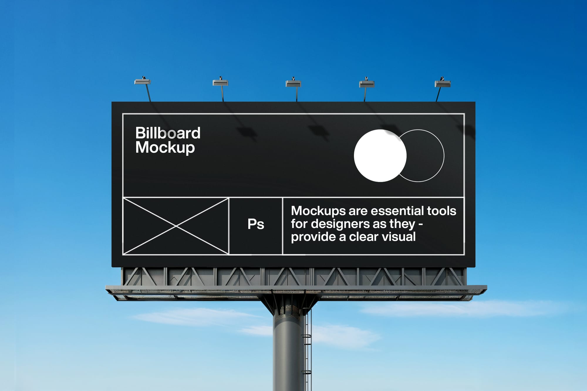 Billboard Mockup with Blue Sky Background