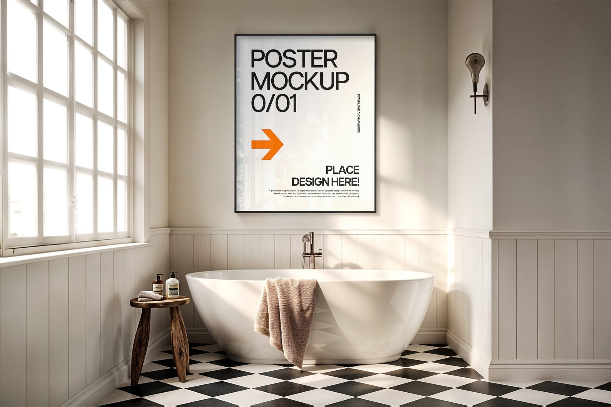 Frame Poster Mockup in the Bathroom