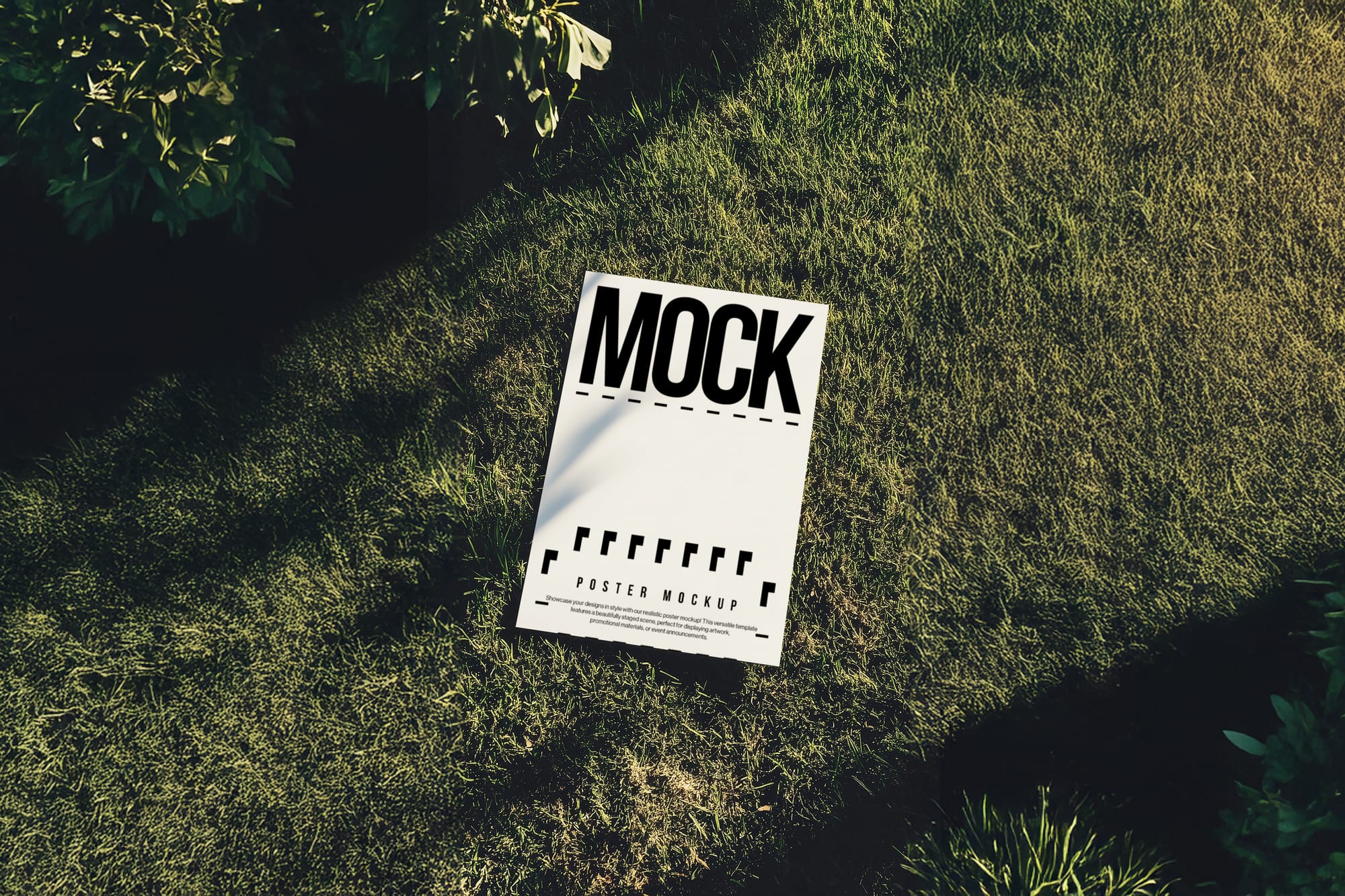 Poster mockup on the grass