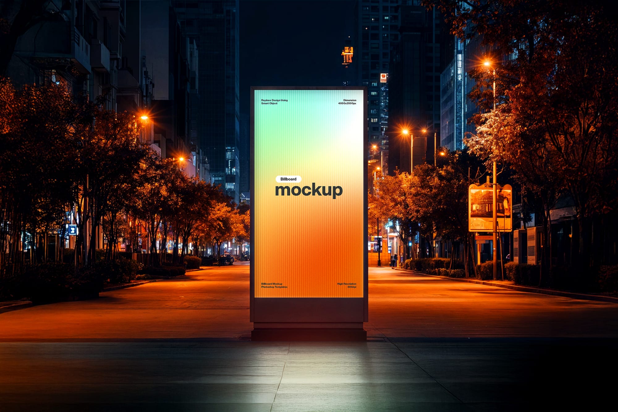 Standing Billboard Mockup at Night