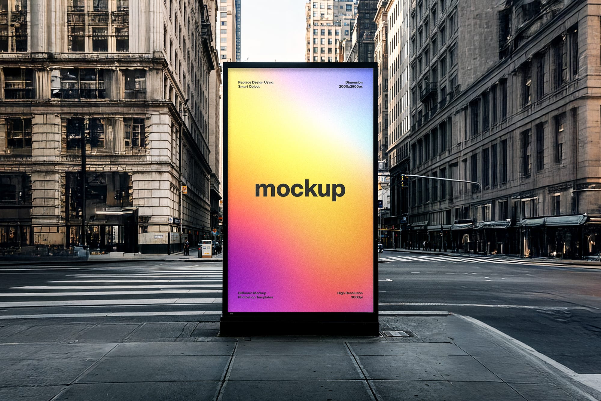 Standing Billboard Mockup on Sidewalk Urban City