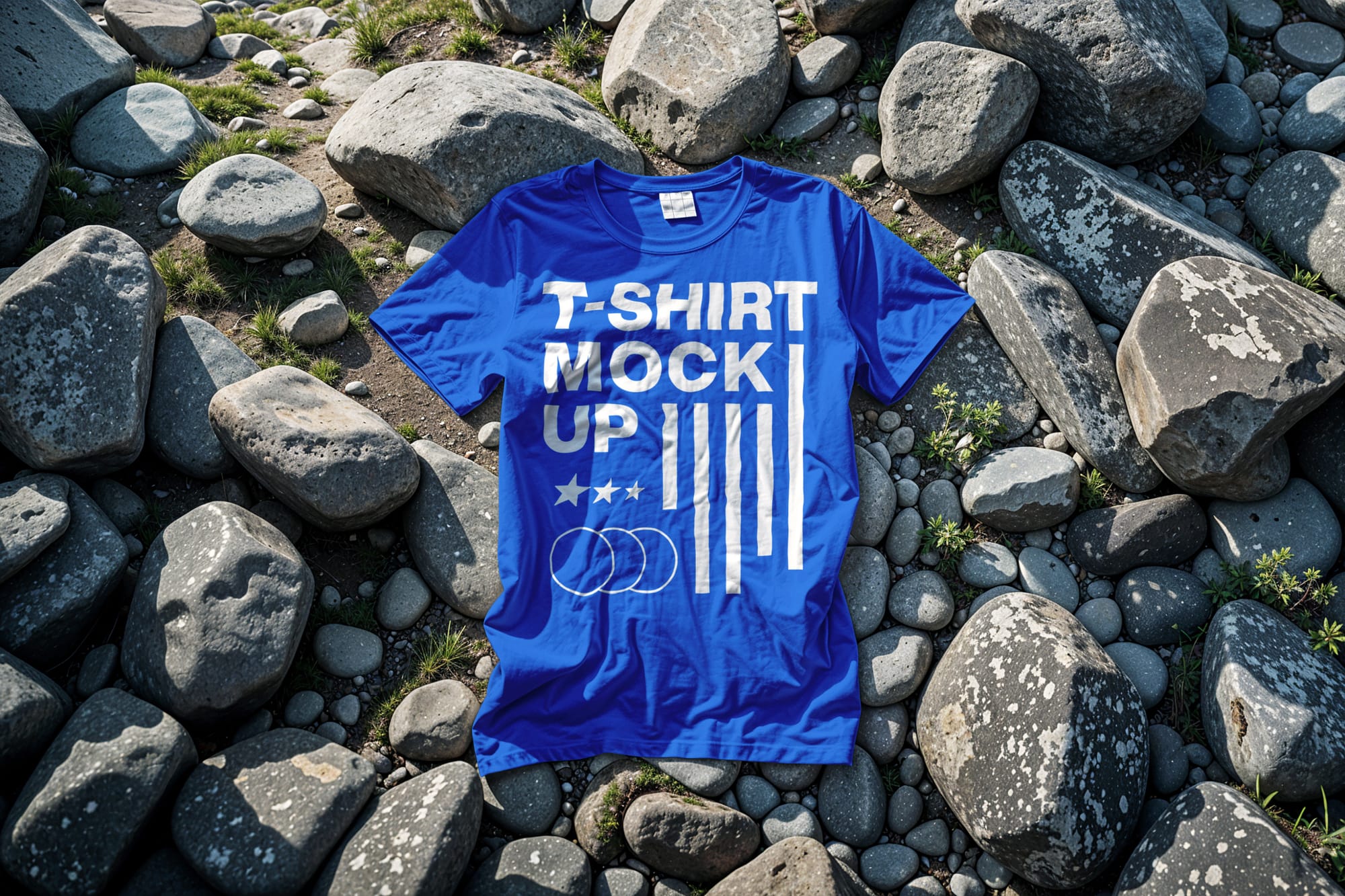 T-Shirt Mockup On Rock Background