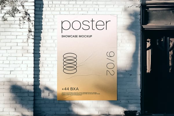 Glued Poster Mockup on Wallbrick