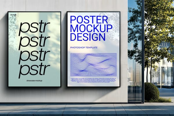 Two Poster Billboard Mockups with Reflection