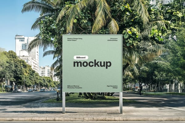 Billboard Mockup with Tree Background