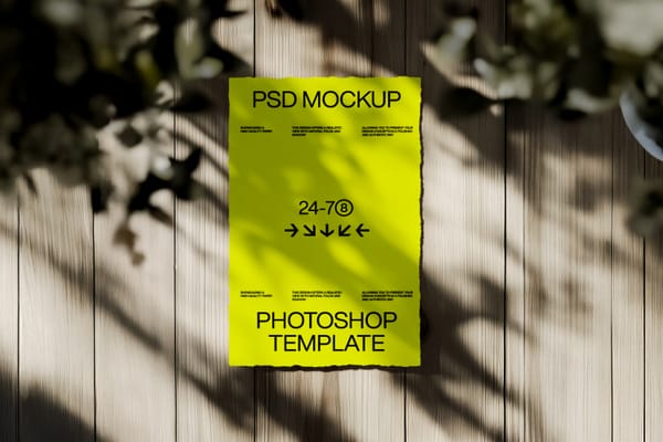 Ripped Poster Mockup with Leaf Shadow