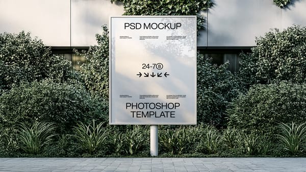 Stand Billboard Mockup on Garden