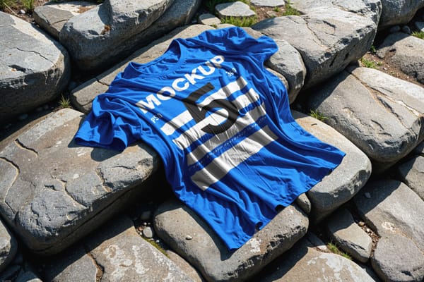 T-Shirt Mockup on Stone Staircase