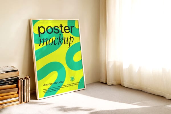 A3 Poster Frame Mockup Beside the Window