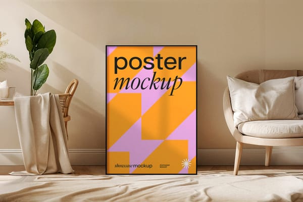 A3 Poster Frame Mockup in a Boho Interior