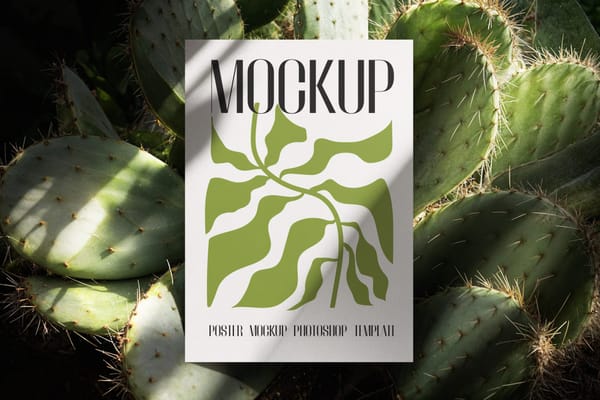 Poster Mockup on Prickly Pear