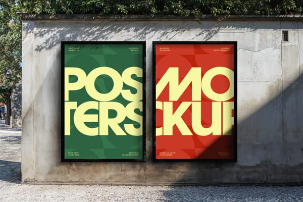 Two Poster Billboard Mockups on a Wall