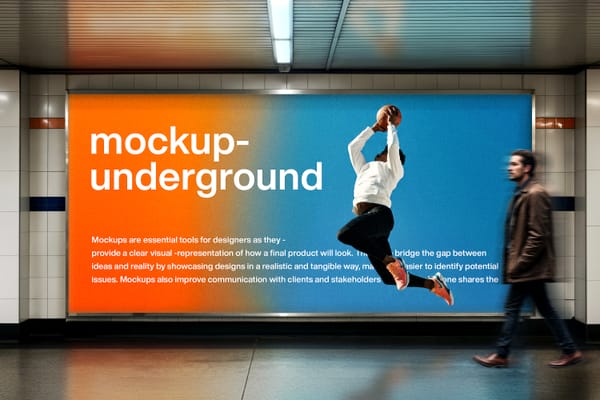 Wall Billboard Mockup Underground