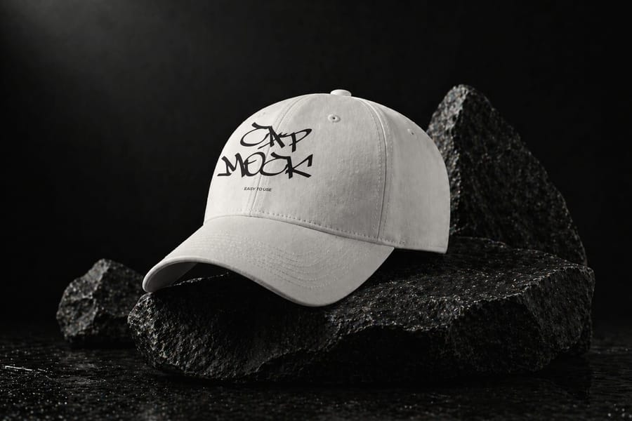 Cap on Stone Display Mockup